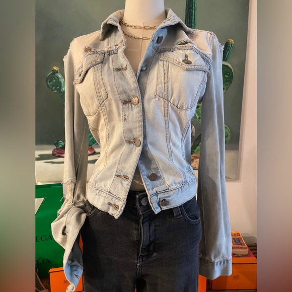 fcuk jeans Jackets & Blazers - Wonderful artistic Distress denim‎ jacket